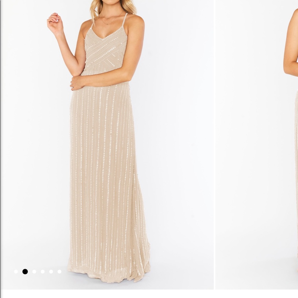 Show Me Your Mumu Champagne Beaded Dress